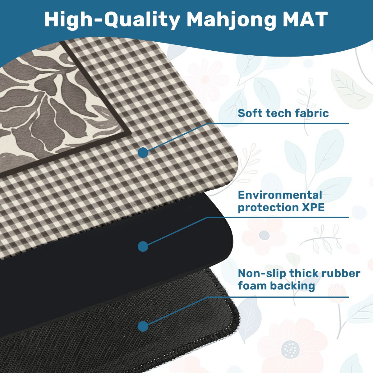 Gingham Floral Mahjong Mat