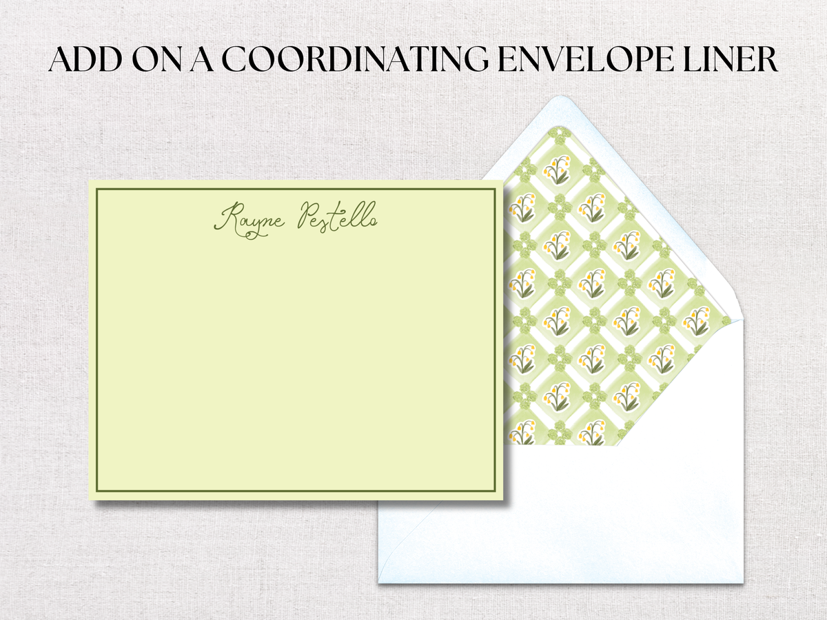 Green Floral Personalized Stationery