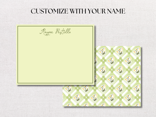 Green Floral Personalized Stationery