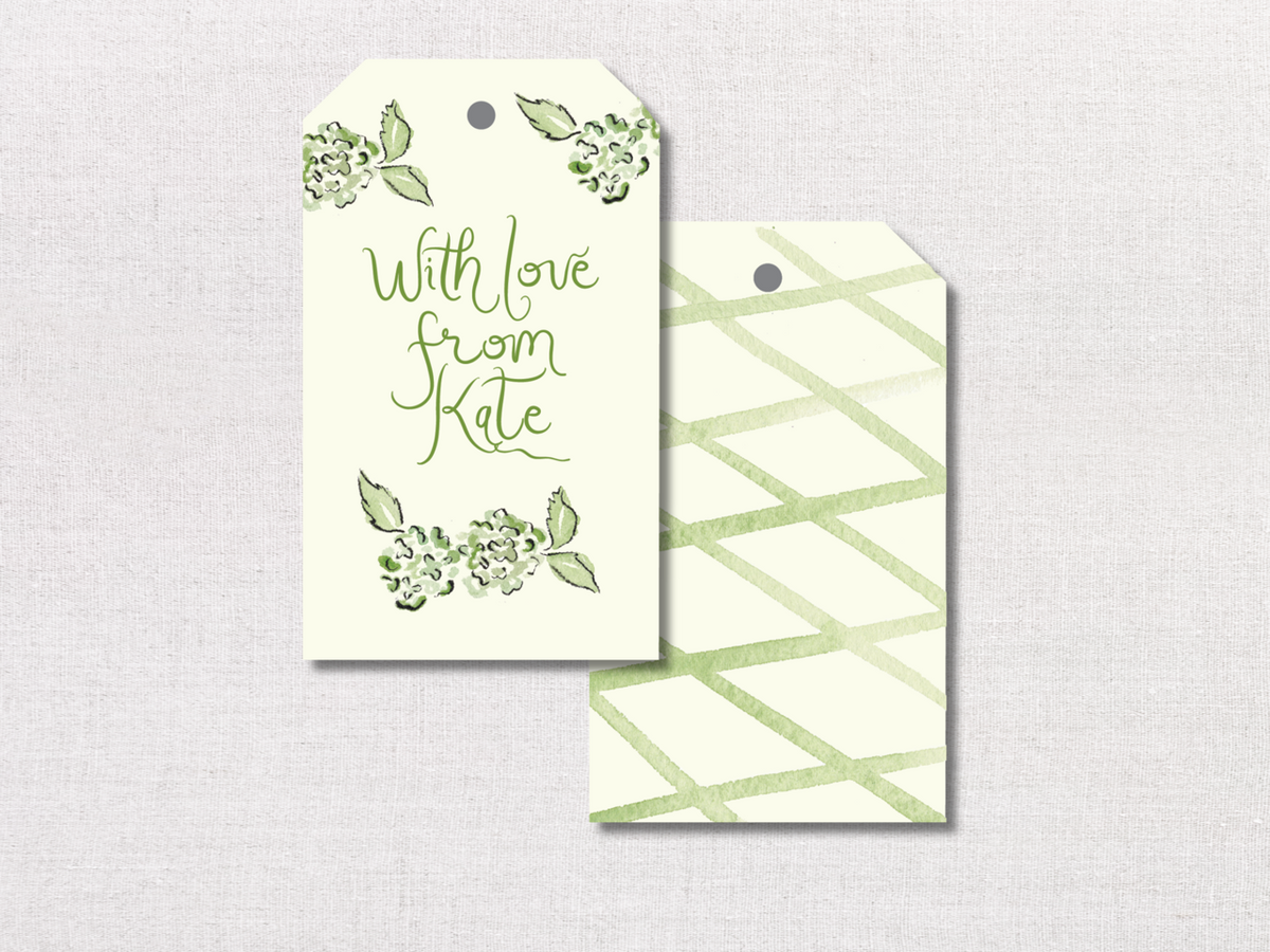 Green Hydrangea Personalized Gift Tag