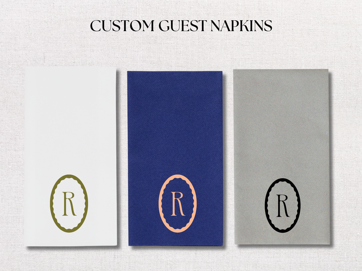 Scallop Oval Personalized Guest Napkins