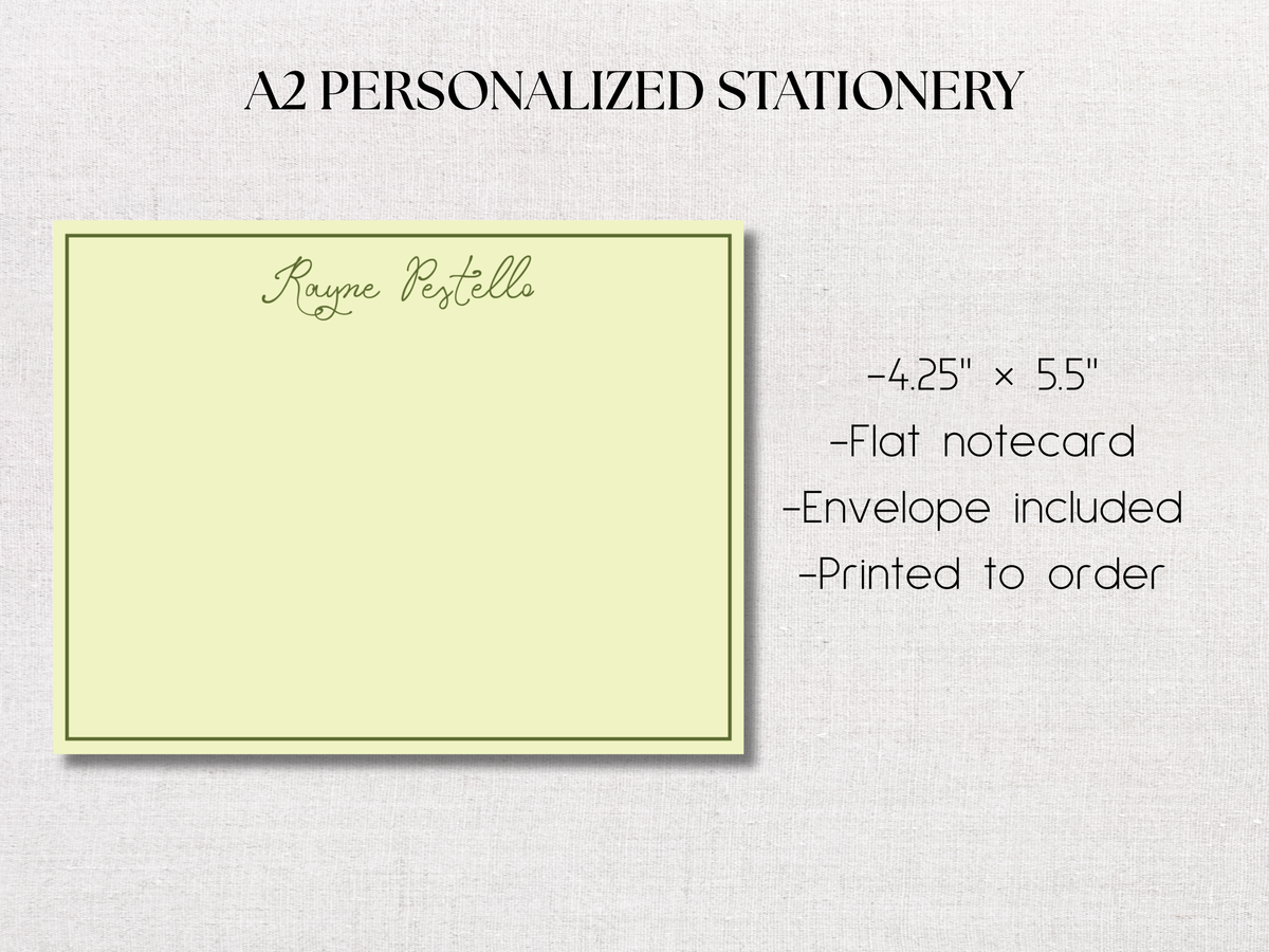 Green Floral Personalized Stationery