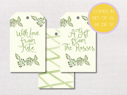 Green Hydrangea Personalized Gift Tag