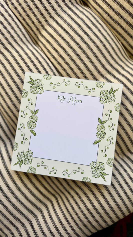 Green Hydrangea Personalized Notepad