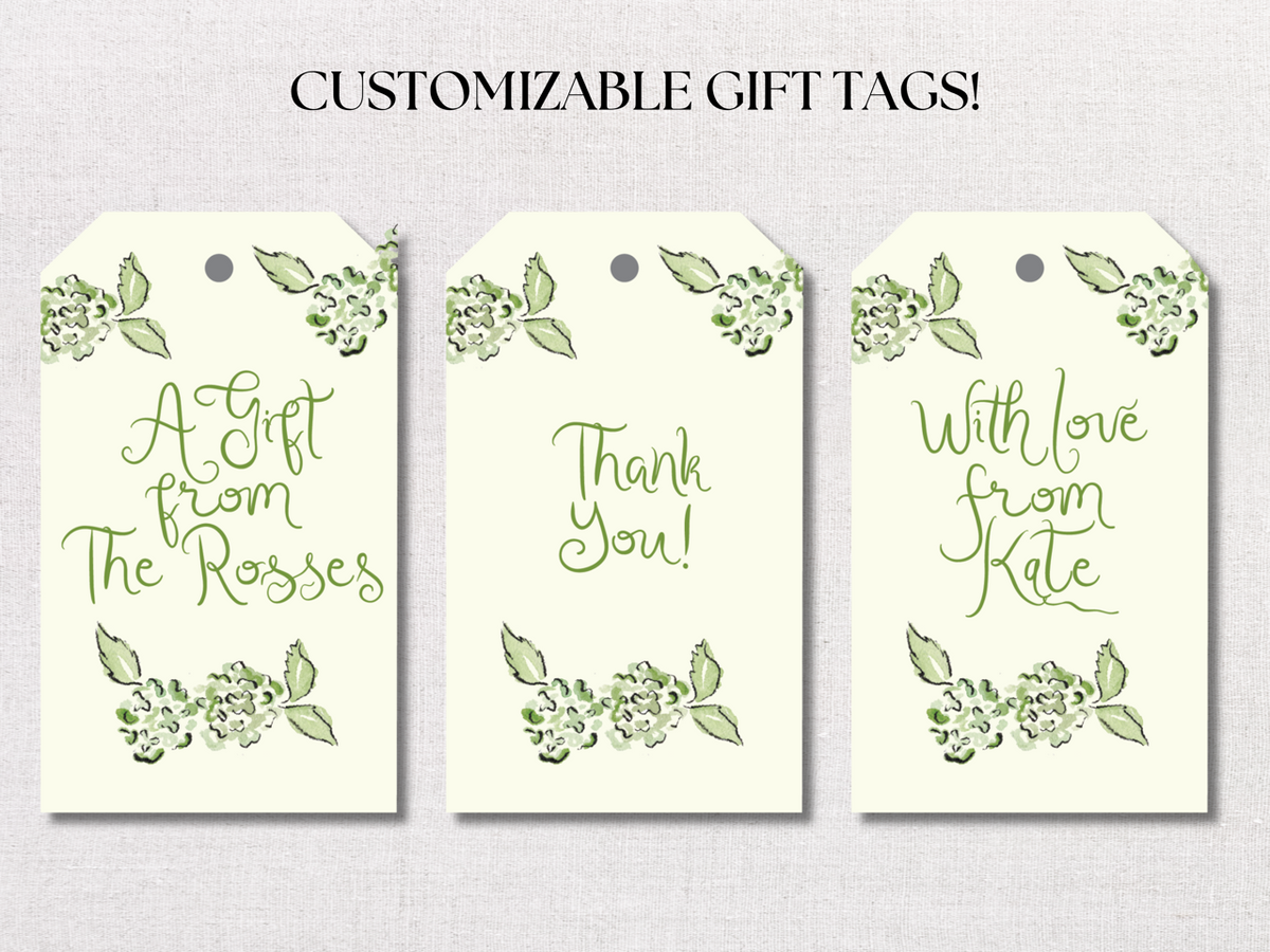 Green Hydrangea Personalized Gift Tag