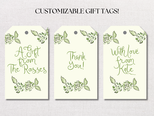 Green Hydrangea Personalized Gift Tag