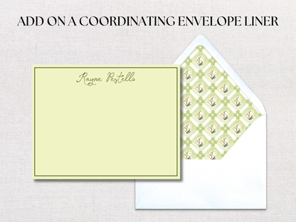 Green Floral Personalized Stationery