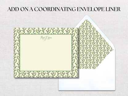 Green Floral Personalized Stationery