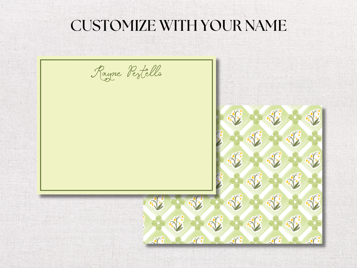 Green Floral Personalized Stationery