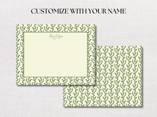 Green Floral Personalized Stationery