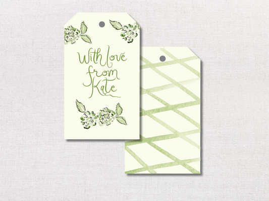 Green Hydrangea Personalized Gift Tag