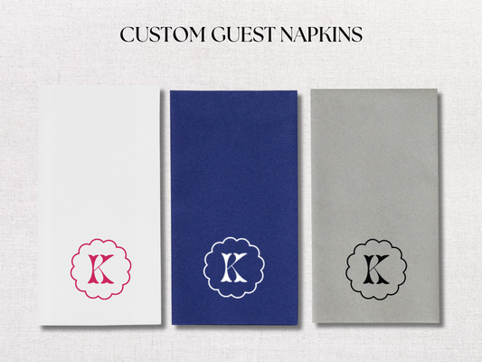 Scallop Initial Personalized Guest Napkins