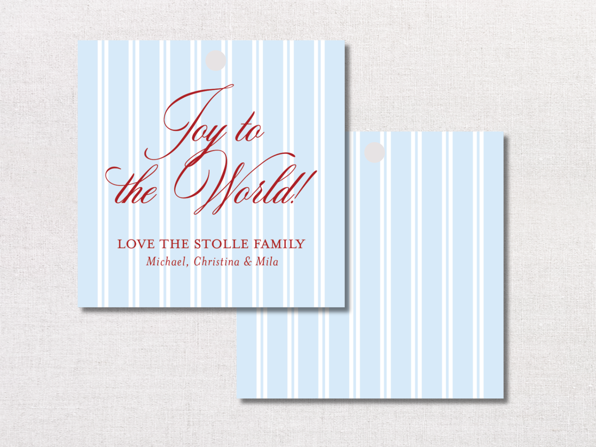 Christmas Blue Stripe Personalized Gift Tags