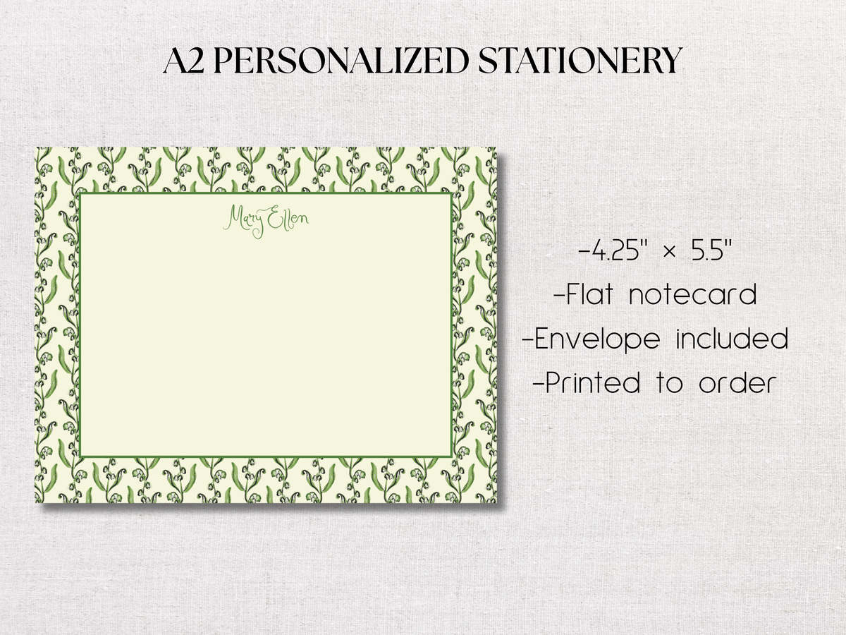 Green Floral Personalized Stationery