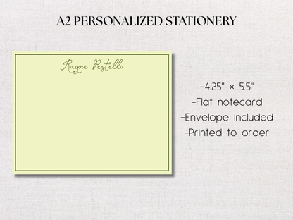 Green Floral Personalized Stationery