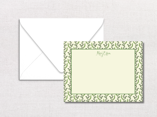 Green Floral Personalized Stationery